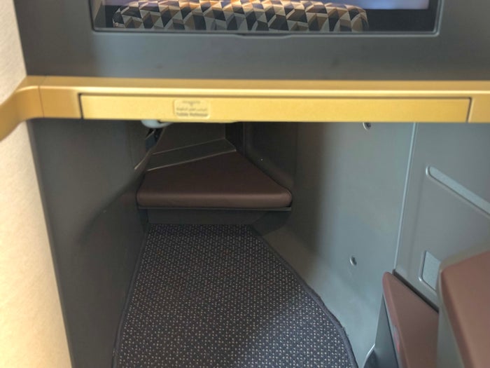 Dubai Airshow Etihad new 787 Dreamliner business class footrest