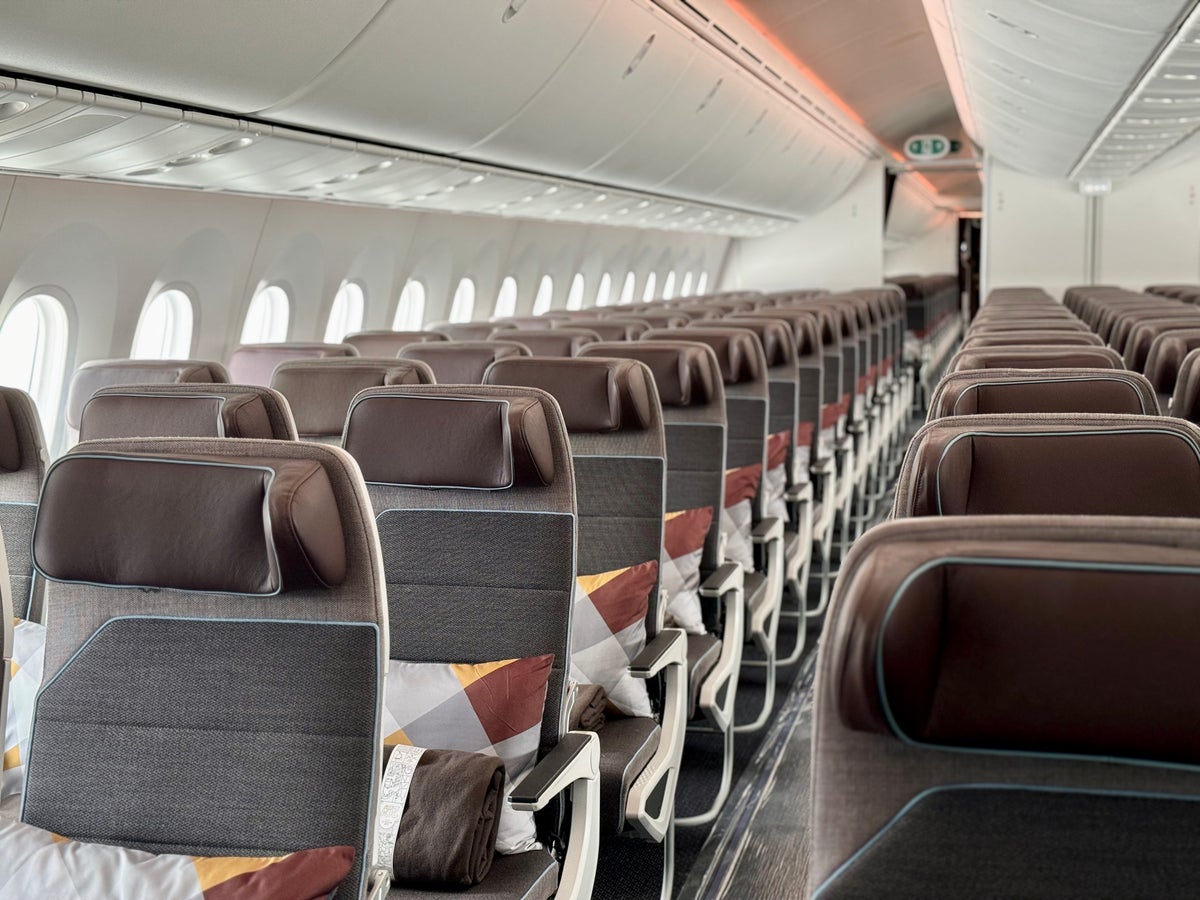 Dubai Airshow Etihad new 787 Dreamliner economy cabin