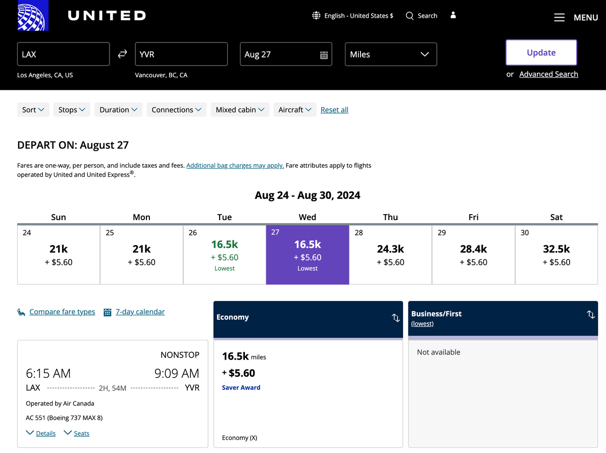 Higher price on United for Air Canada Flight