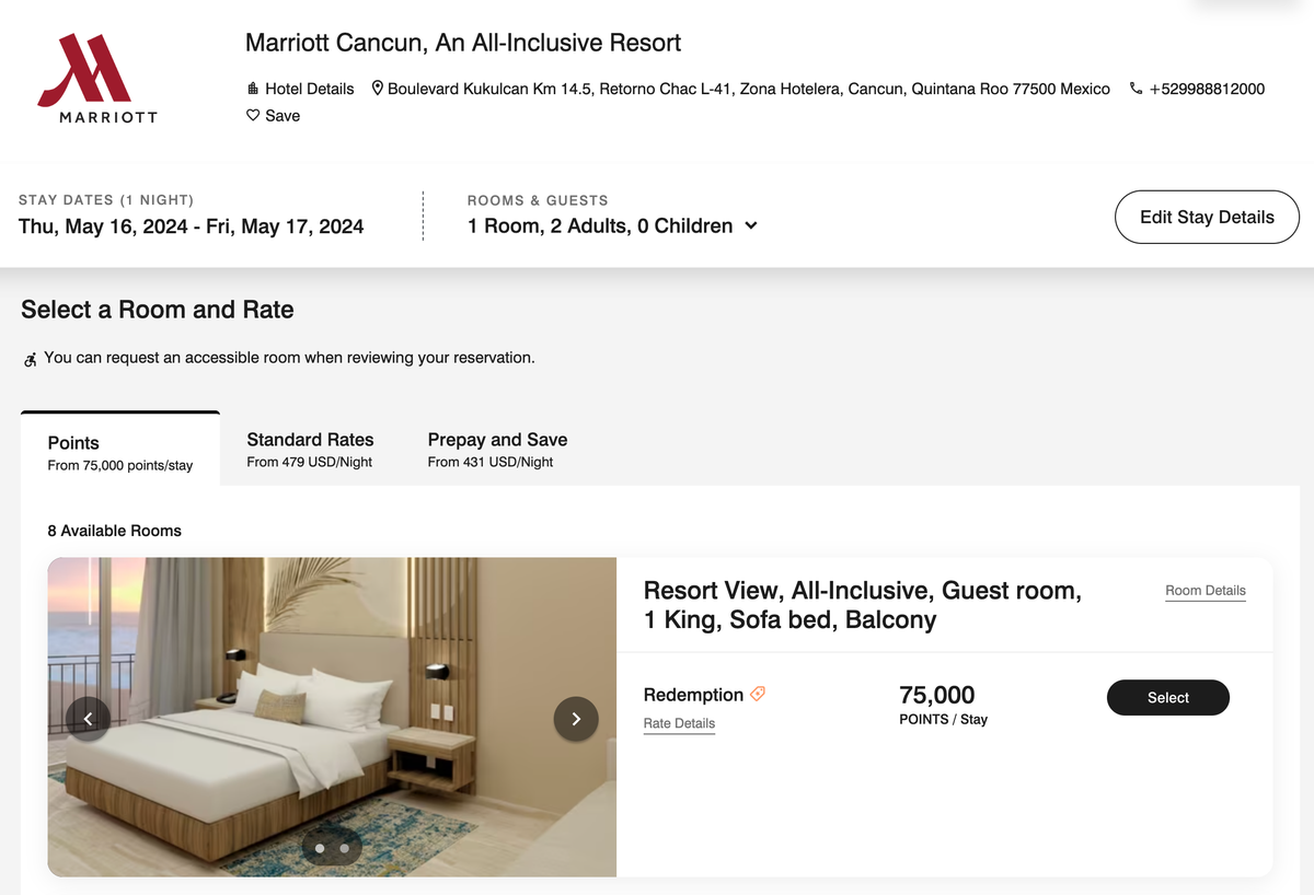 Marriott Cancun An All Inclusive Resort points cost