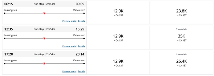 Other options for Air Canada Award