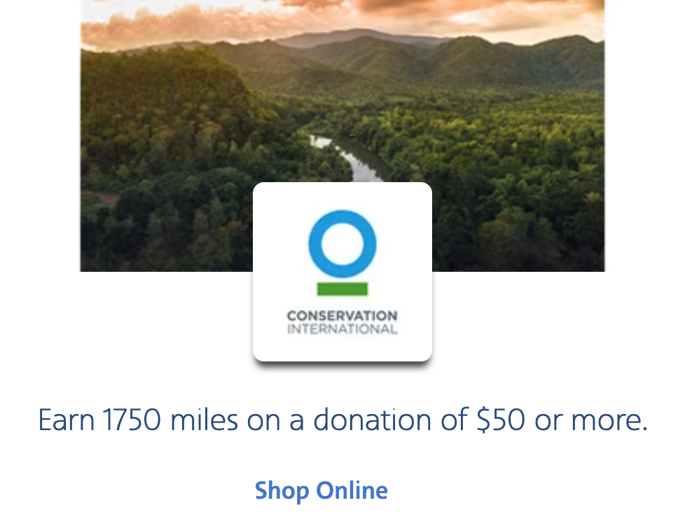 SImply Miles Conservation International donation