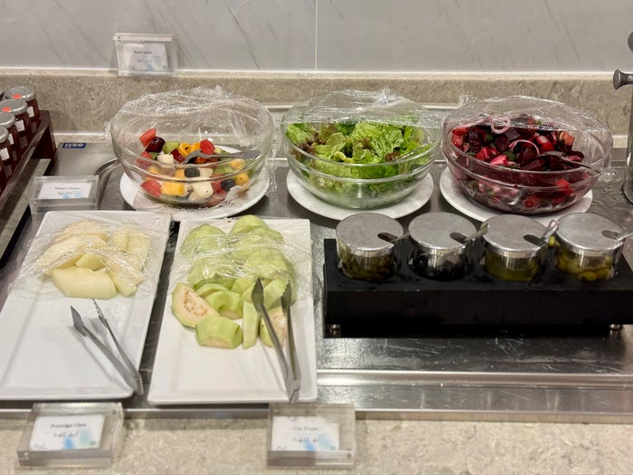 Sri Lankan A330 business class MLE lounge salad station
