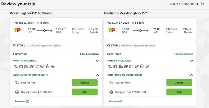 TAP Air Portugal IAD BER business class deal TAP Air Portugal IAD BER business class deal