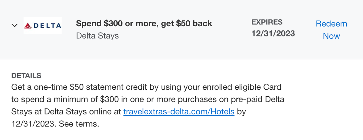Targeted Amex Offer Delta Stays