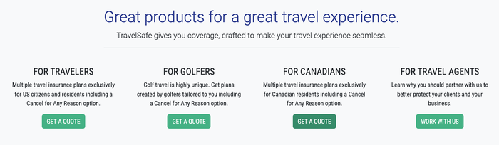 TravelSafe get a quote options TravelSafe get a quote options