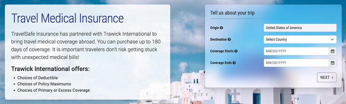 TravelSafe travel medical insurance start quote page TravelSafe travel medical insurance start quote page