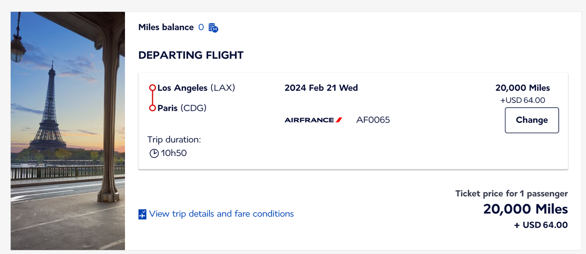 Air France Flying Blue LAX to CDG Jan 2024