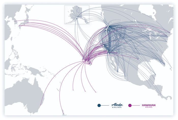 Alaska Hawaiian Combined Route Map Alaska Hawaiian Combined Route Map