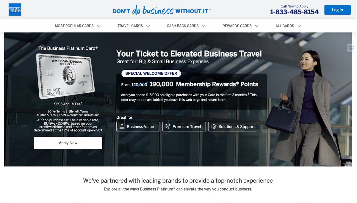 Amex Business Platinum card welcome offer