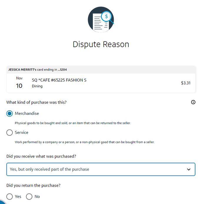 Capital One dispute process purchase receipt and return Capital One dispute process purchase receipt and return