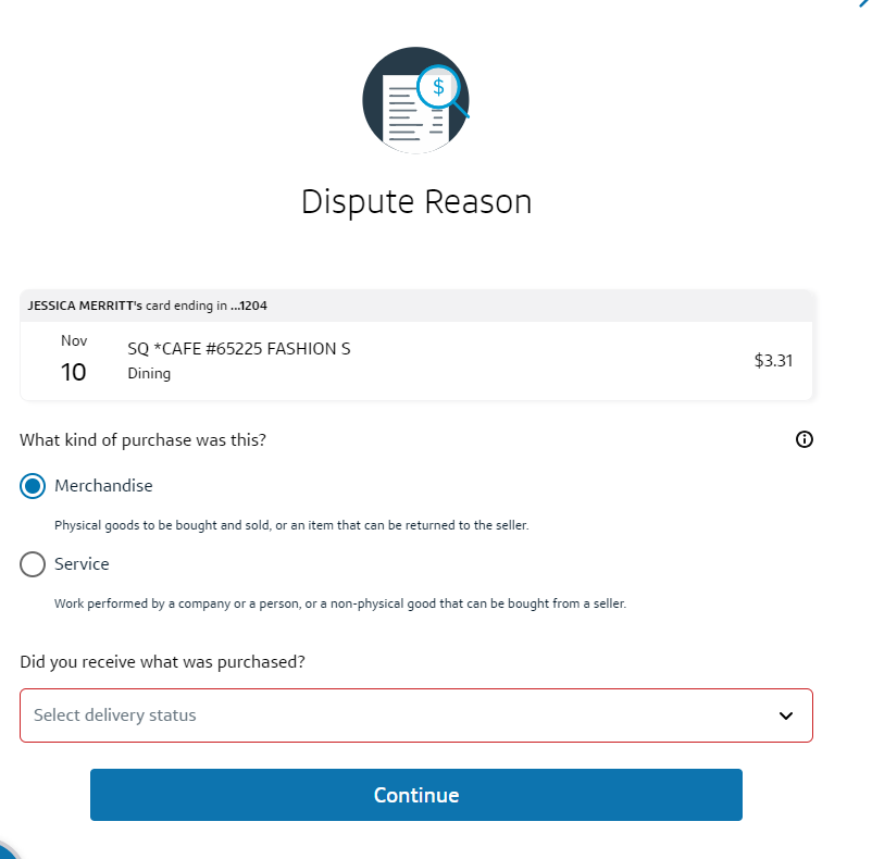 Capital One dispute process type of purchase