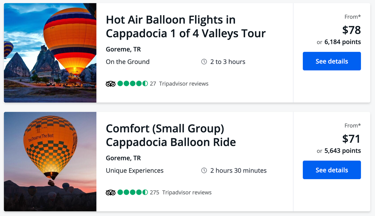 Cappadocia hot air balloon rides in Chase travel portal