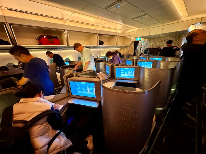 China Airlines A350 Business Class Cabin Toward Front China Airlines A350 Business Class Cabin Toward Front