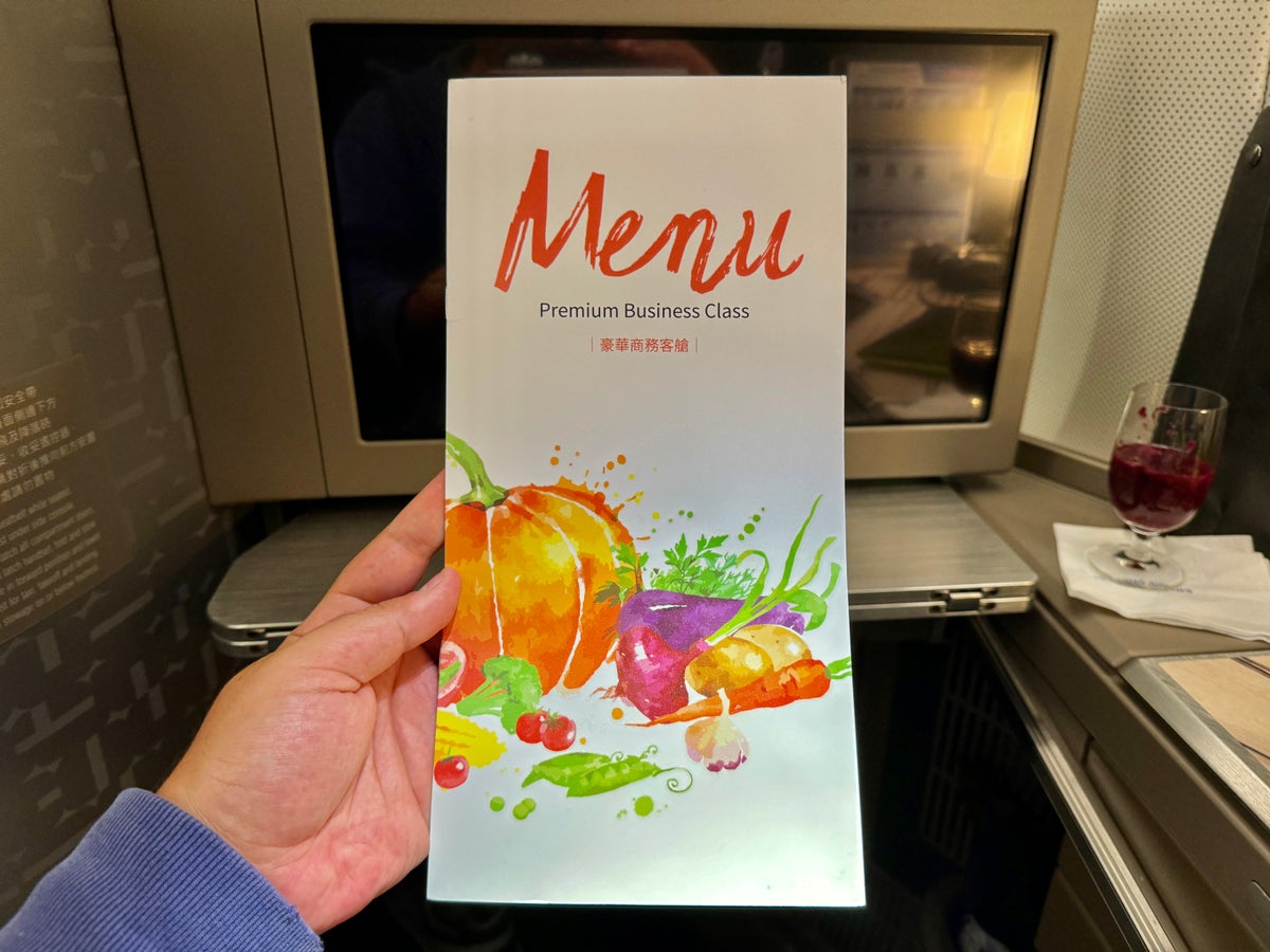 China Airlines A350 Business Class Menu First Page