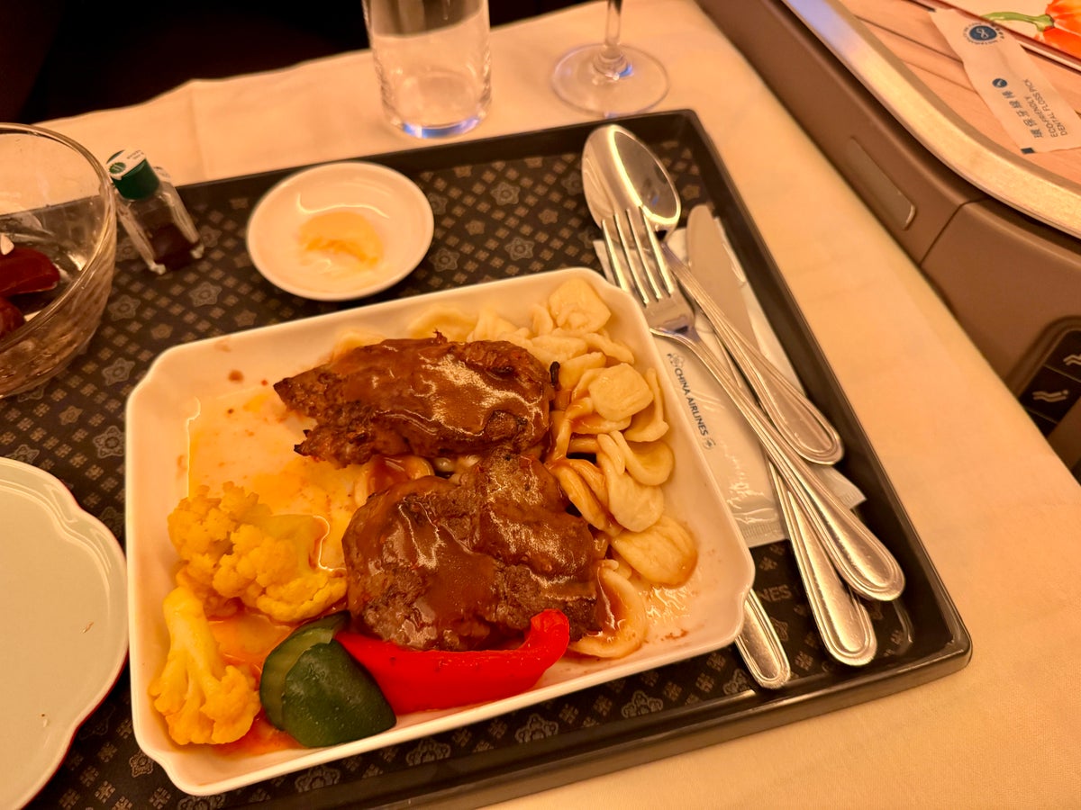 China Airlines A350 Business Class Pork Chop Entree