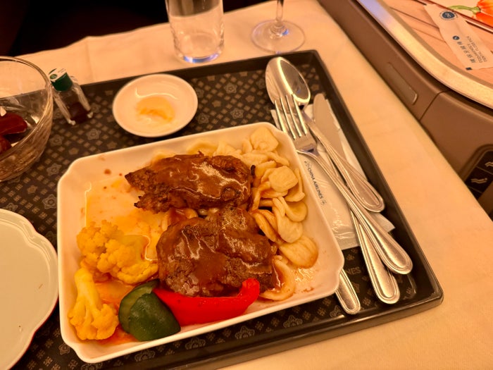China Airlines A350 Business Class Pork Chop Entree China Airlines A350 Business Class Pork Chop Entree