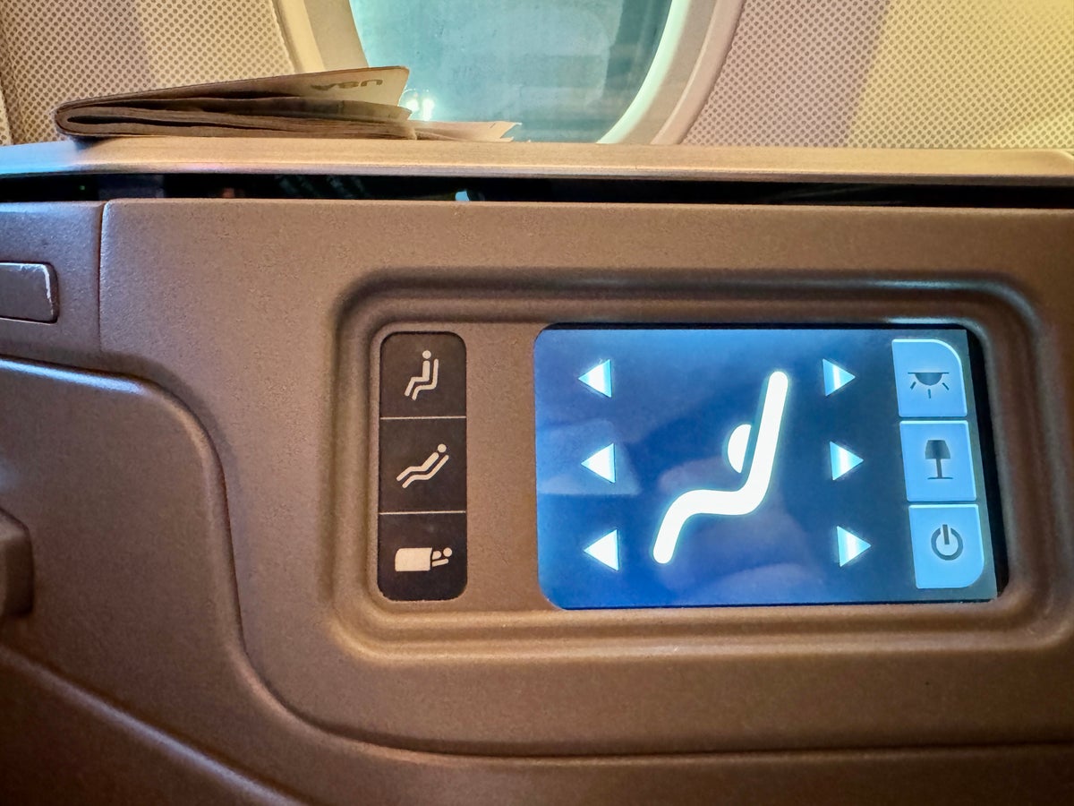China Airlines A350 Business Class Seat Controls