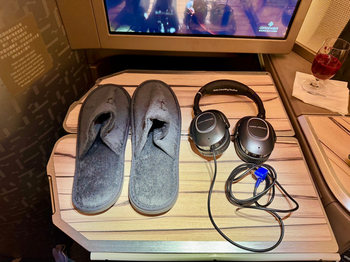 China Airlines A350 Business Class Slippers and Headphones