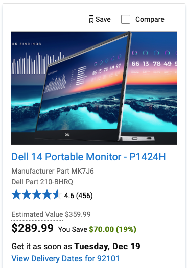 Dell credit portable monitor