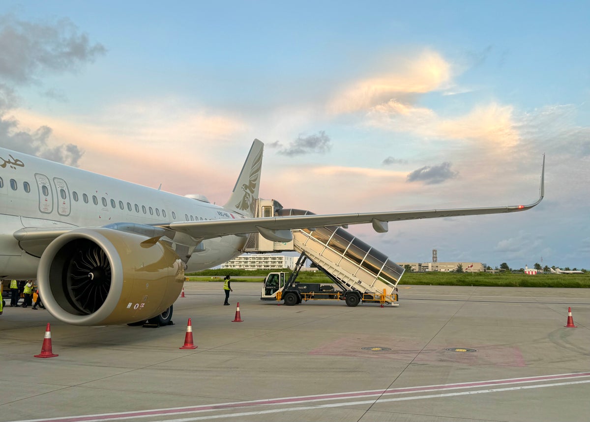 Gulf Air A321neo business class aircraft at Male MLE