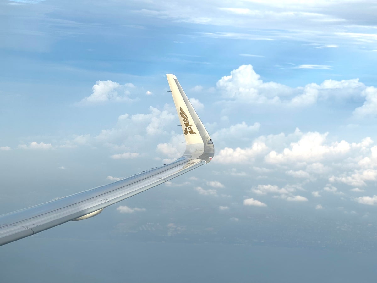 Gulf Air A321neo business class aircraft wing tip