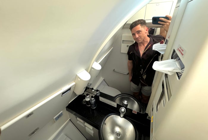 Gulf Air A321neo business class bathroom Gulf Air A321neo business class bathroom