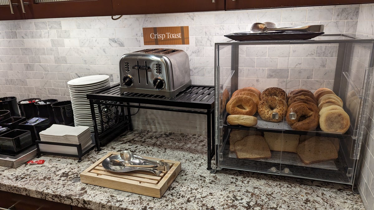 Hampton Inn Houston Downtown food and beverage breakfast pastries and toaster