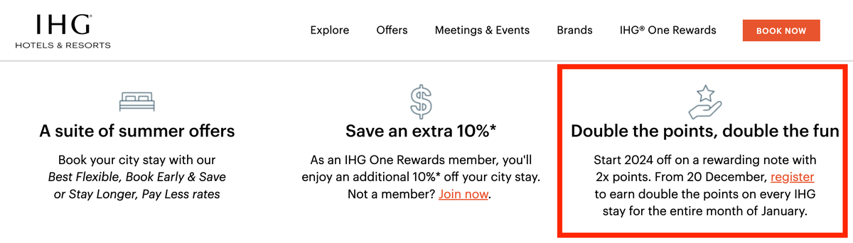 IHG Double the points double the fun promotion