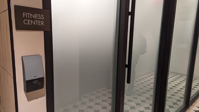 Motto by Hilton New York City Times Square amenities fitness center door Motto by Hilton New York City Times Square amenities fitness center door