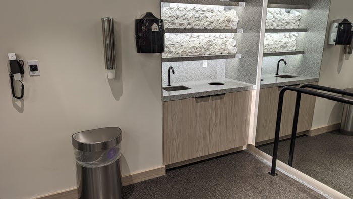 Motto by Hilton New York City Times Square amenities fitness center towels and water Motto by Hilton New York City Times Square amenities fitness center towels and water