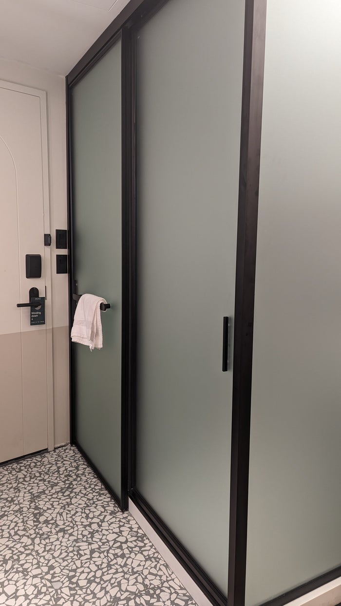 Motto by Hilton New York City Times Square guestroom bathroom enclosures Motto by Hilton New York City Times Square guestroom bathroom enclosures