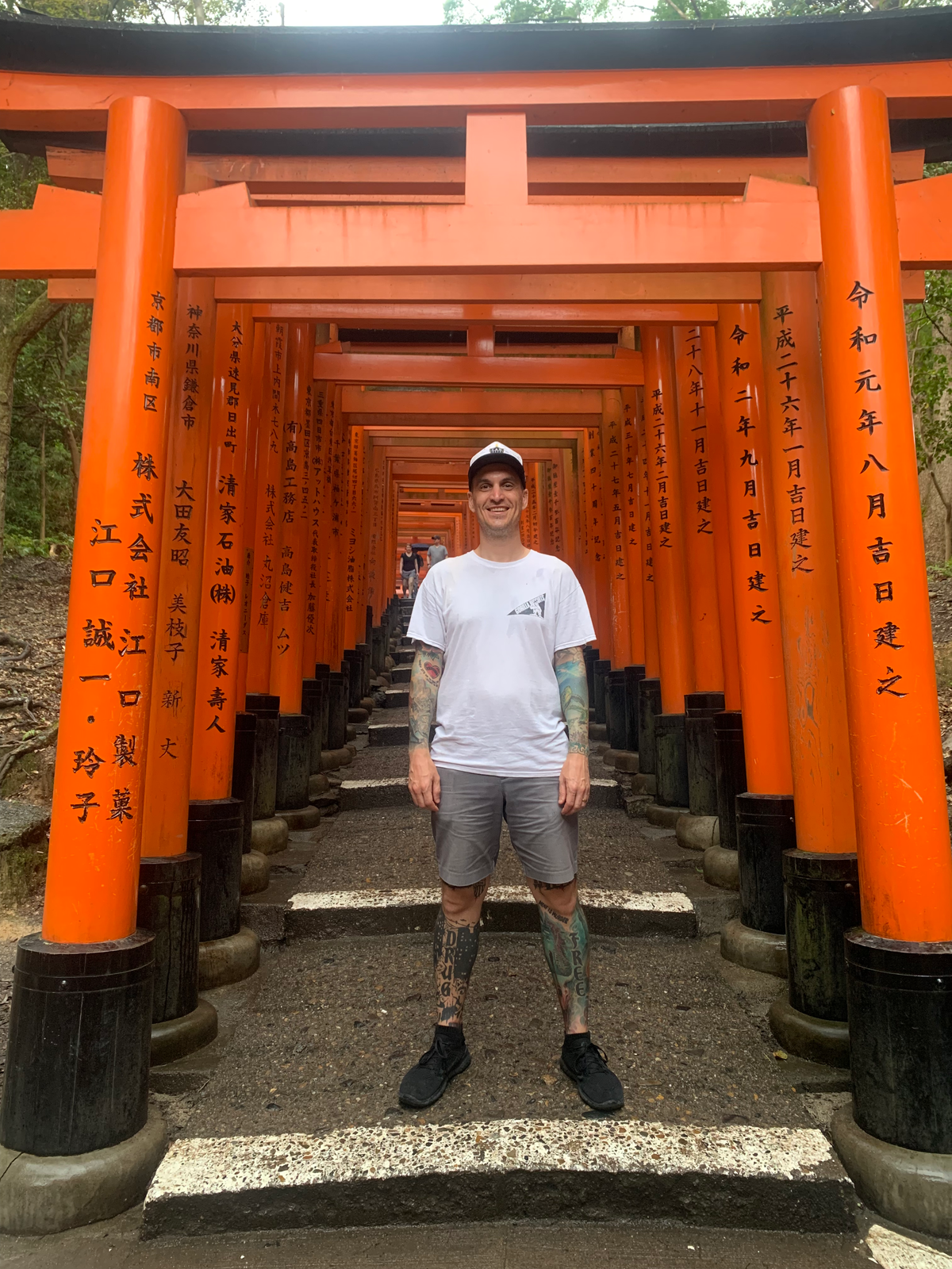 Ryan Smith at arches near Fushimi Inari Shrine in Kyoto