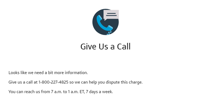 Give Us a Call screen Give Us a Call screen