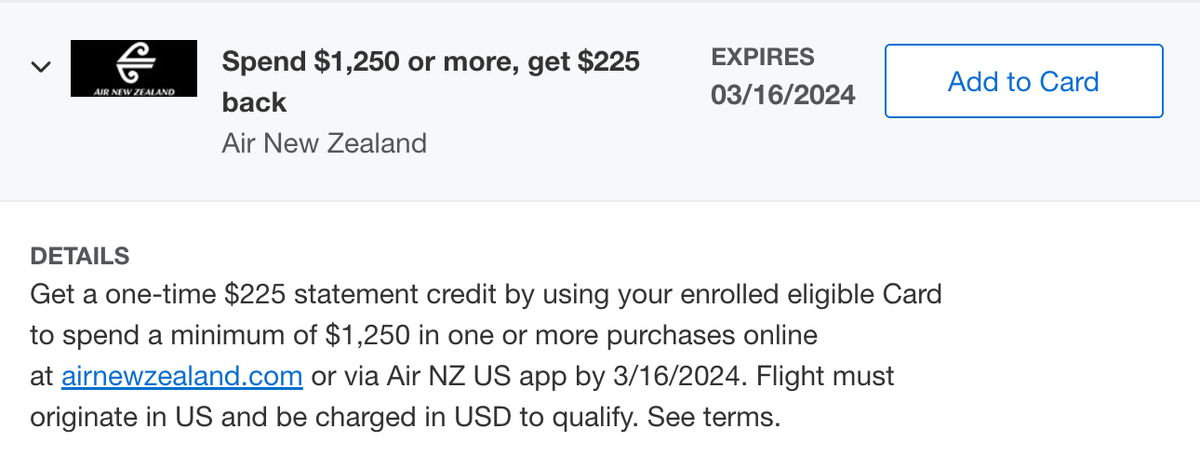 Air New Zealand Amex Offer