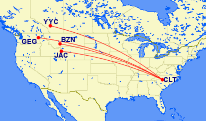 American new routes from Charlotte