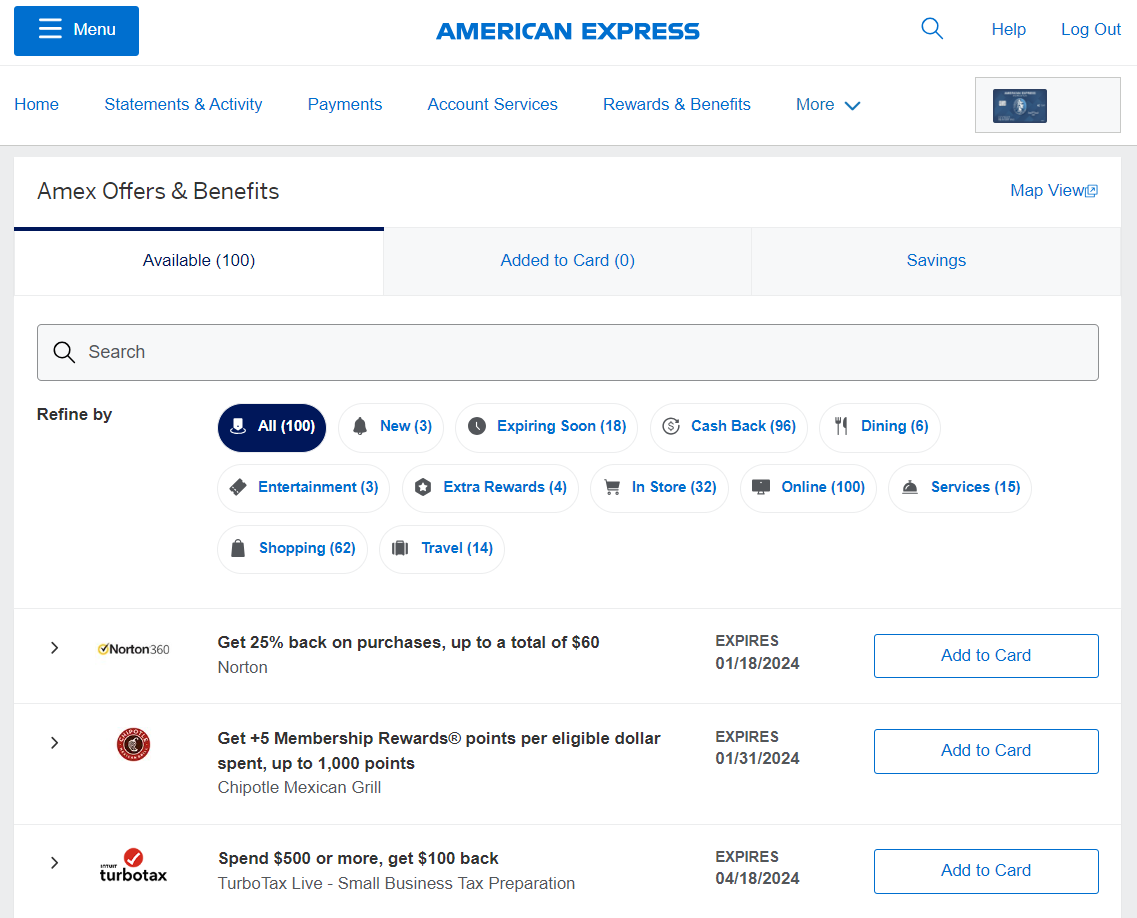  Add American Express Card & Get $15 Off (Promo Code