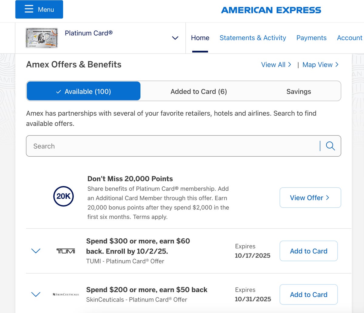 Amex offers september 2025