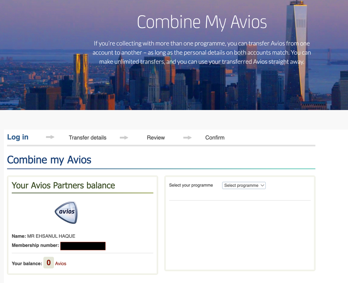 Avios.com combine my avios