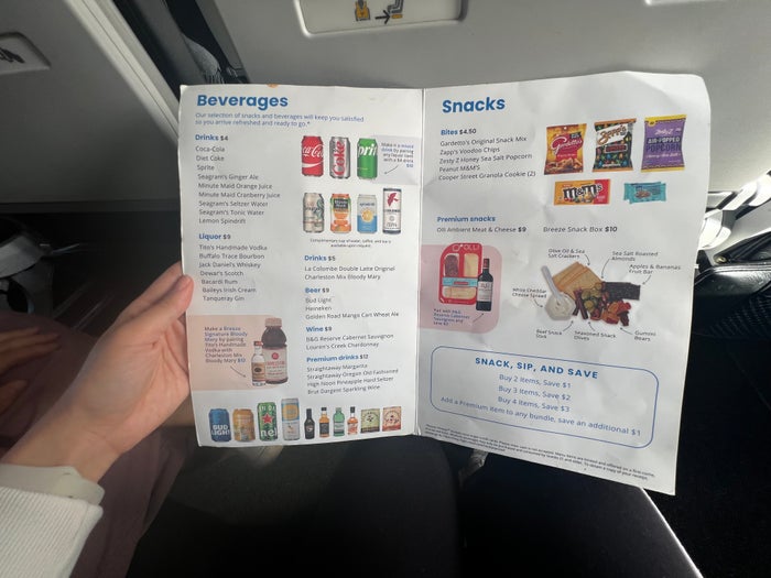 Breeze Airways Inflight Menu Breeze Airways Inflight Menu