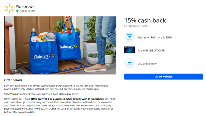 Chase Offers Walmart 01082024 Chase Offers Walmart 01082024