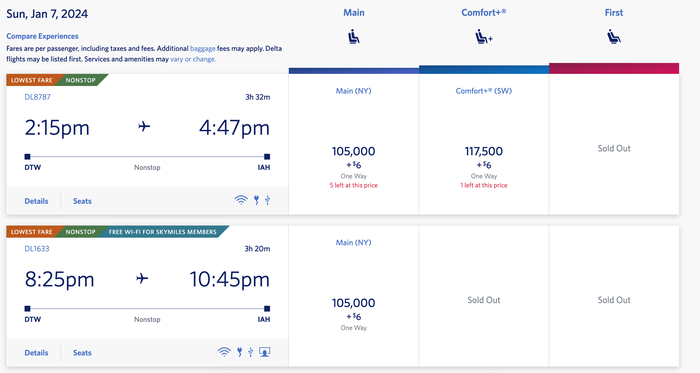 DTW to IAH 105k DTW to IAH 105k