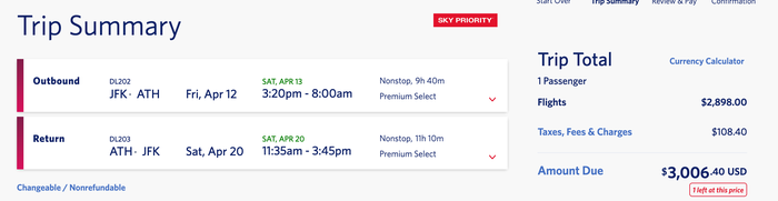 Delta JFK ATH price Delta JFK ATH price