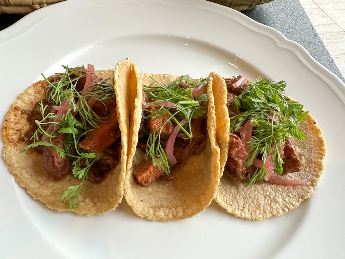 Four Seasons Tamarindo Coyul beef tongue tacos