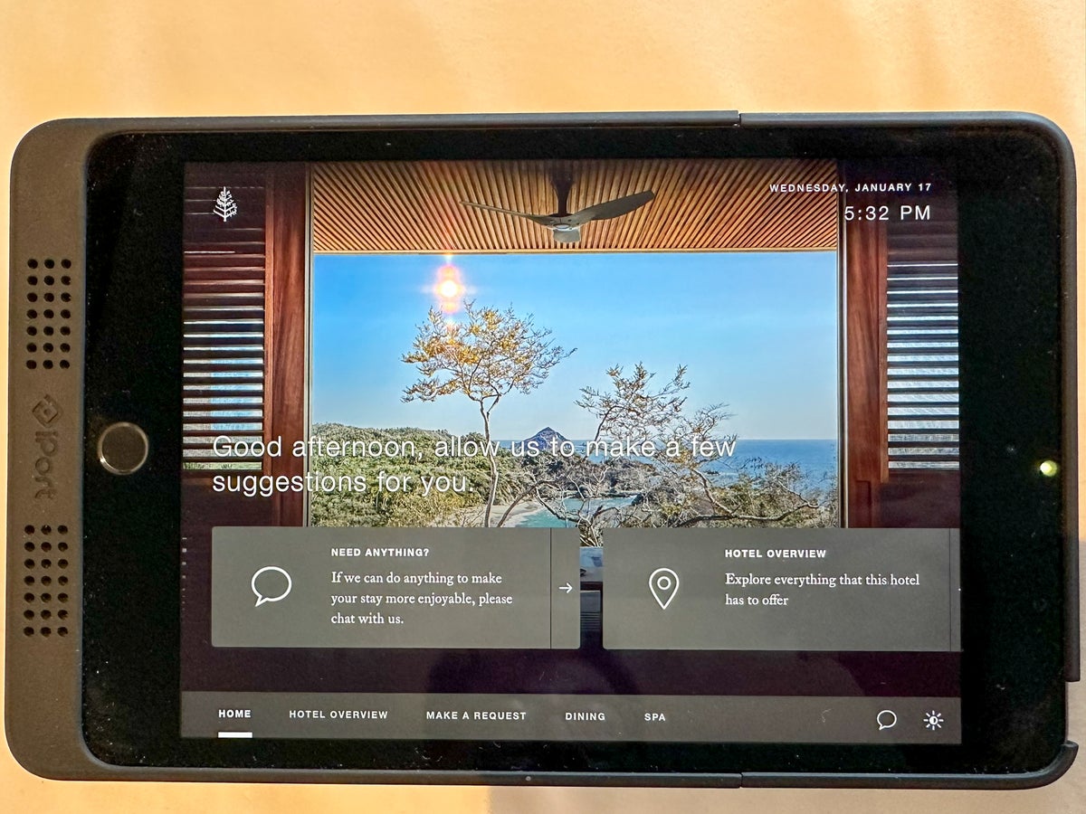 Four Seasons Tamarindo Suite in room iPad