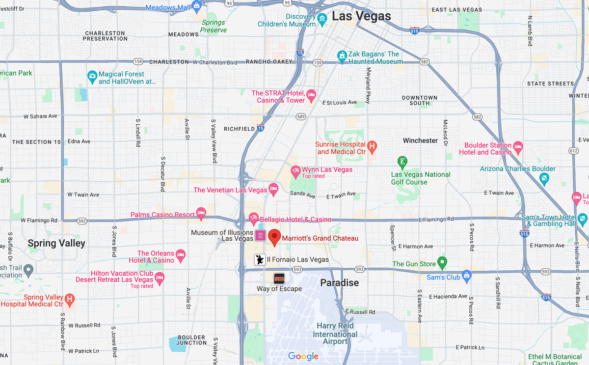 Google Maps location of Marriotts Grand Chateau Las Vegas