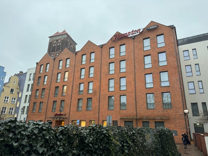 Hampton by Hilton Gdansk Old Town exterior from parking lot Hampton by Hilton Gdansk Old Town exterior from parking lot