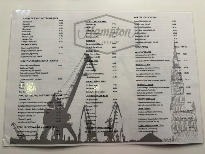 Hampton by Hilton Gdansk Old Town menu drinks Hampton by Hilton Gdansk Old Town menu drinks