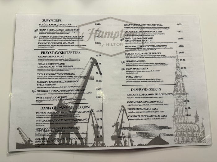Hampton by Hilton Gdansk Old Town menu food Hampton by Hilton Gdansk Old Town menu food