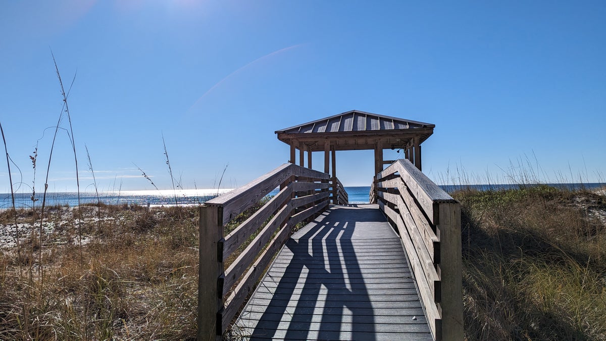 Hilton Pensacola Beach amenities beach boardwalk view